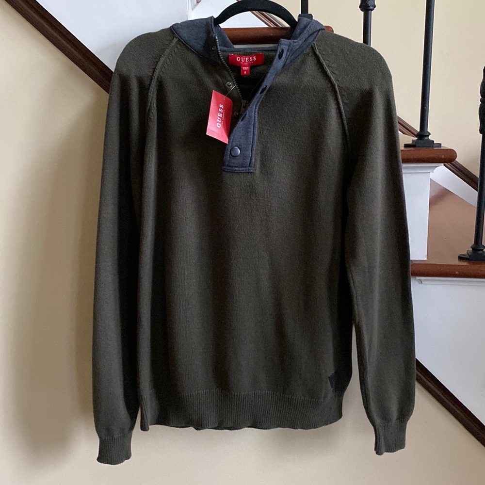 NWT Guess 🔥 3/4 Zip Up Hoodie Sweater Sz M
